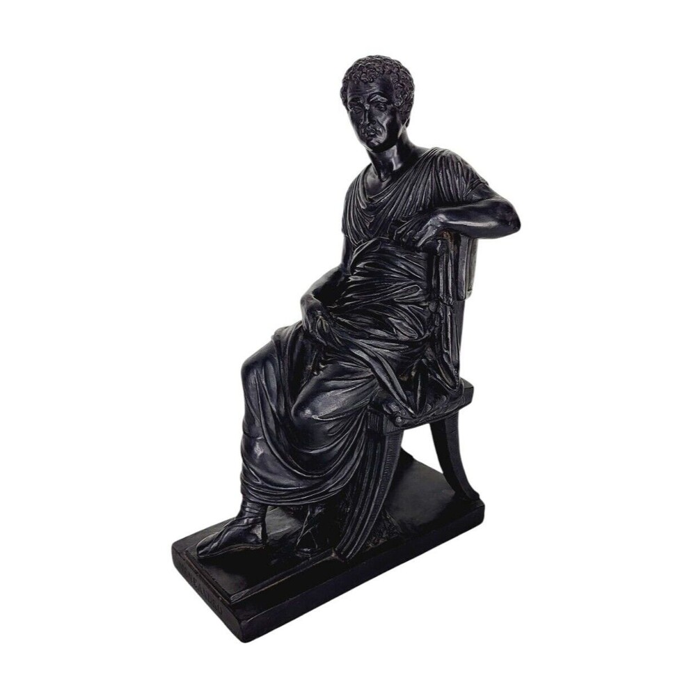 Antique Neoclassical Meneandro Greek Athenian Dramatist Plaster Sculpture Statue